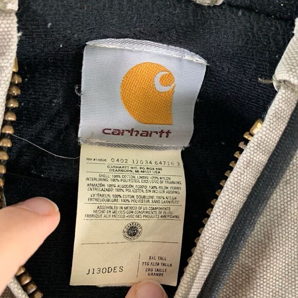 Carhartt Jacket Men's XXL Tall Grey Full Zip Fleece Lined Drawstring Pockets - Picture 6 of 16